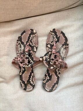Tory Burch Miller Pink Snakeskin Sandals 9.5